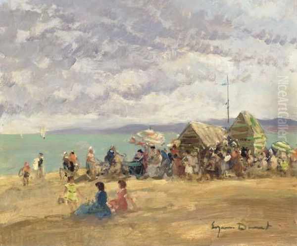 A La Playa Oil Painting by Eugenio Alvarez Dumont