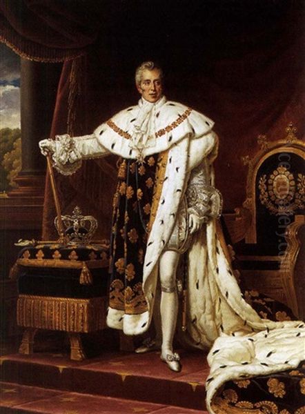 Portrait De Charles X En Costume De Sacre (after Baron Gerard) Oil Painting by Alexandre-Francois Caminade