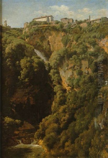 Vue Des Cascatelles A Tivoli Oil Painting by Alexandre-Francois Caminade