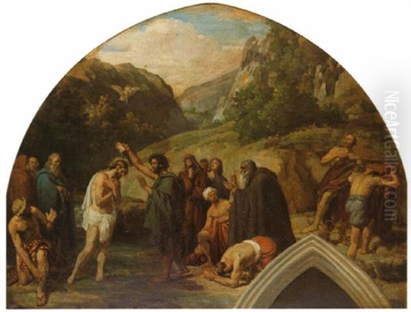 Le Bapteme Du Christ Oil Painting by Alexandre-Francois Caminade