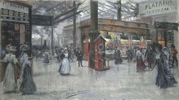 Victoria Station Oil Painting by Eugenio Alvarez Dumont