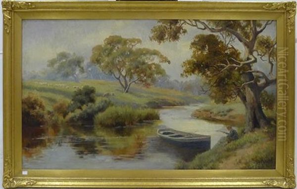 River Scene Oil Painting by Robert Camm