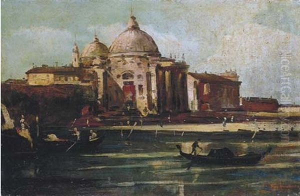 Venezia, Chiesa Della Salute Oil Painting by Michele Cammarano