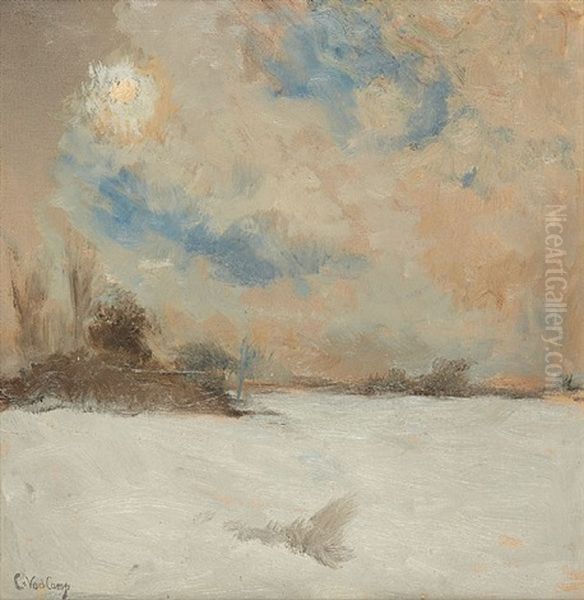 Paysage Enneige Oil Painting by Camille Van Camp