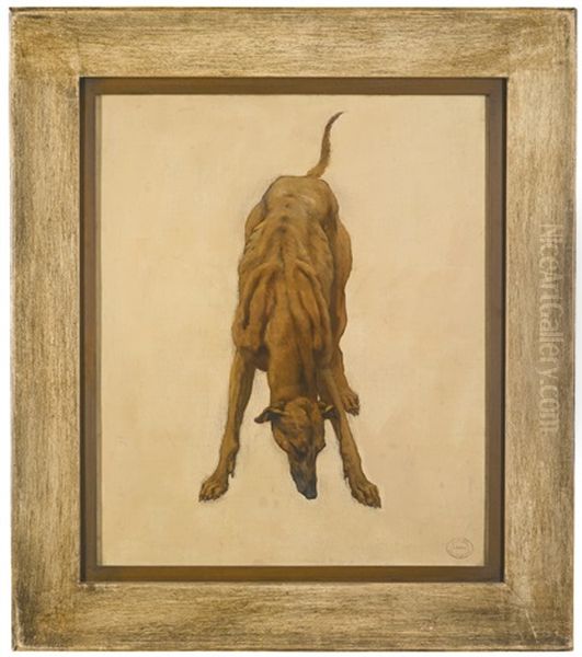 A Study Of A Greyhound Oil Painting by Camille Van Camp