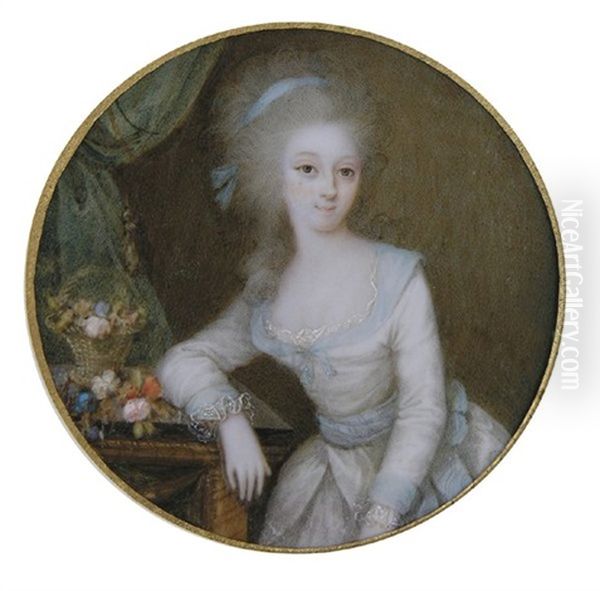 Portrait De Jeune Femme, Les Cheveux Poudres. Oil Painting by Ignazio Pio Vittoriano Campana