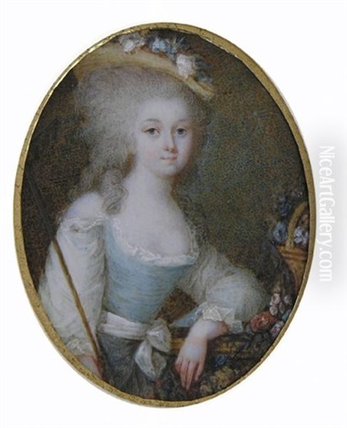 Portrait De La Comtesse D'artois (?), Les Cheveux Poudres. Oil Painting by Ignazio Pio Vittoriano Campana