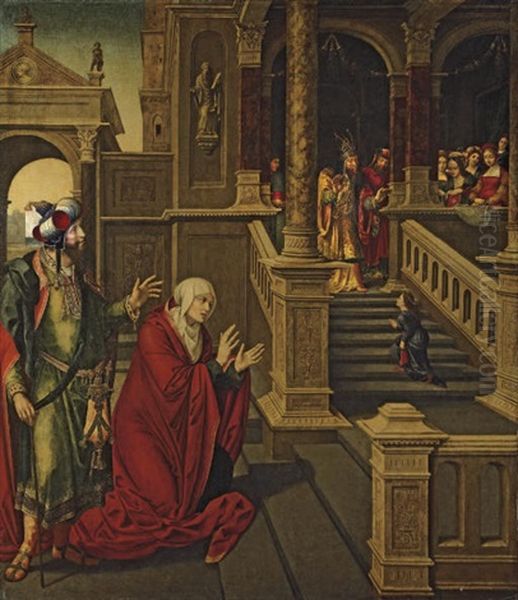 The Presentation Of The Virgin In The Temple With Saints Anne And Joachim Oil Painting by Pedro Campana