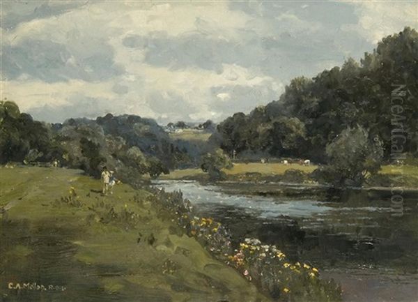 Figures In The Wye Valley Oil Painting by Archibald Campbell