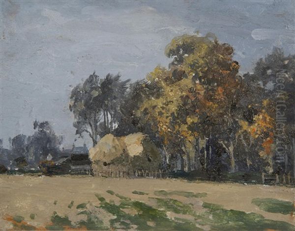 Haystacks At Hobland Hall Oil Painting by Archibald Campbell