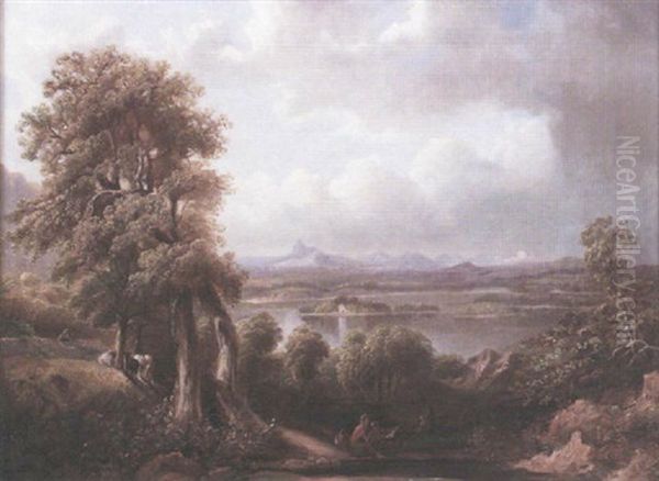 Landscape With Figures Oil Painting by Cecilia Margaret Campbell