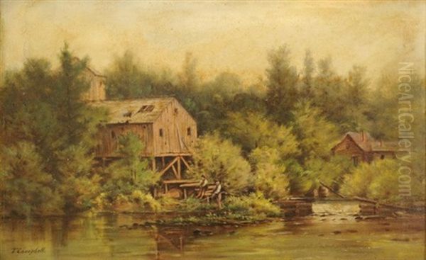 Stream With Mill Oil Painting by Thomas Campbell