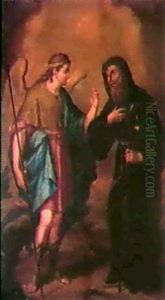 San Gabriel Y San Francisco De Paula Oil Painting by Jose Campeche