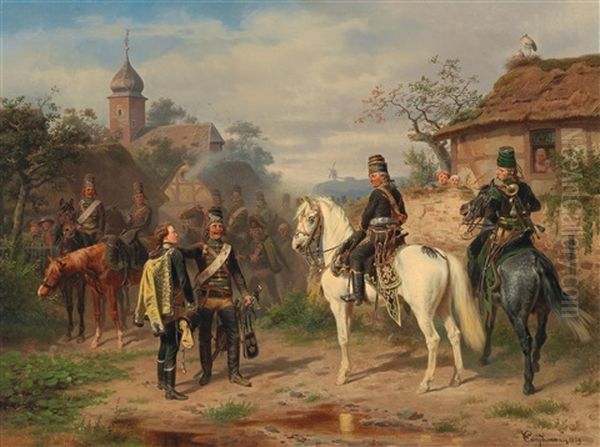 Eighteen-year-old Blucher Is Captured By The Hussars Of The Prussian Colonel Von Belling by Wilhelm Camphausen