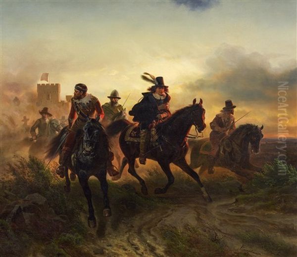 Karl Ii Auf Der Flucht Aus Der Schlacht Bei Worcester Oil Painting by Wilhelm Camphausen