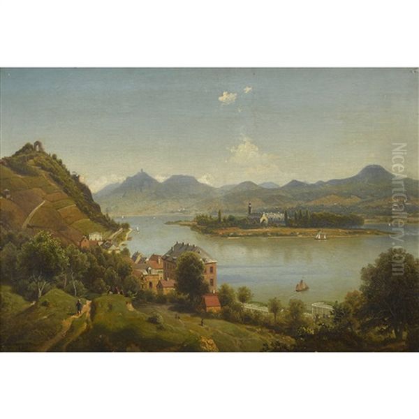 Rolandsbogen Und Kloster Nonnenwerth Am Rhein Oil Painting by Wilhelm Camphausen