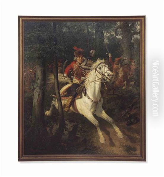 The Charge Of The Royal Prussian Hussars Oil Painting by Wilhelm Camphausen