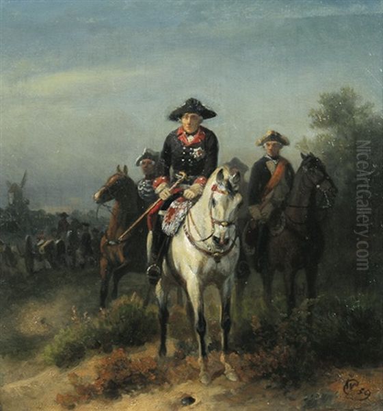 Konig Friedrich Ii. Zu Pferde Oil Painting by Wilhelm Camphausen