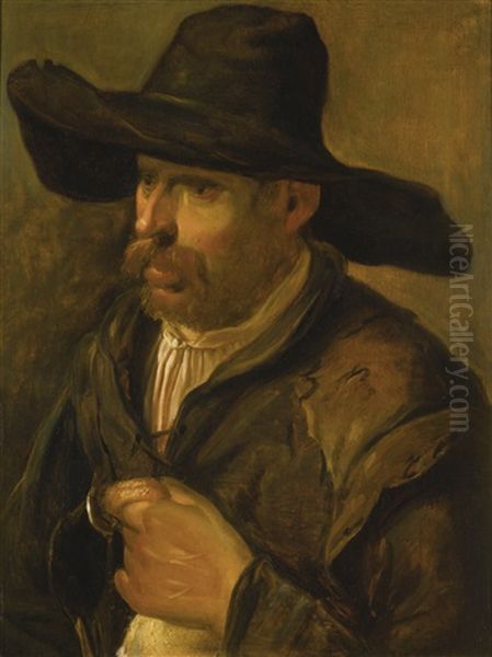 A Peasant Holding A Duck Oil Painting by Govert Dircksz Camphuysen