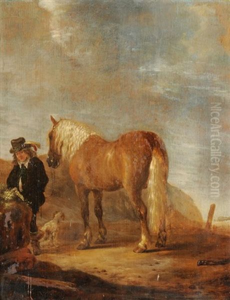 Edelmann Mit Pferd In Einer Landschaft Oil Painting by Govert Dircksz Camphuysen