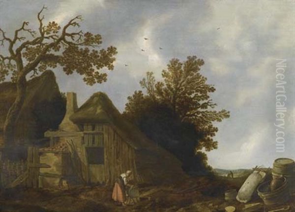 Landschaft Mit Bauerngehoft Oil Painting by Govert Dircksz Camphuysen