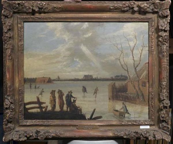 Schlittschuhlaufer Oil Painting by Govert Dircksz Camphuysen