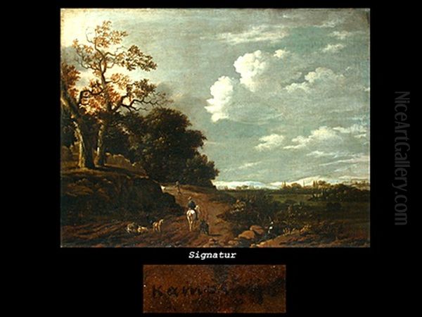 Landschaft Mit Reiter Oil Painting by Rafael Govaertsz Camphuysen