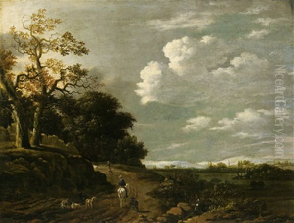 Waldlandschaft Mit Einem Reiter Oil Painting by Rafael Govaertsz Camphuysen