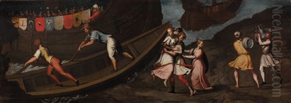 Abduction Of Helen Oil Painting by Bernardino Campi