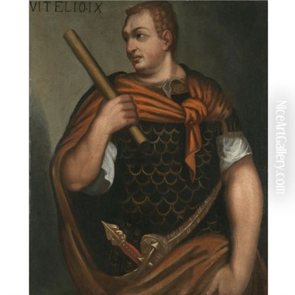 Portrait Of The Emperor Vitellius Holding A Baton Oil Painting by Bernardino Campi