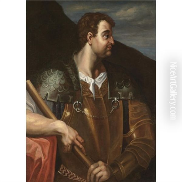 Portrait Of The Emperor Otho, In Profile And Wearing Armour Oil Painting by Bernardino Campi