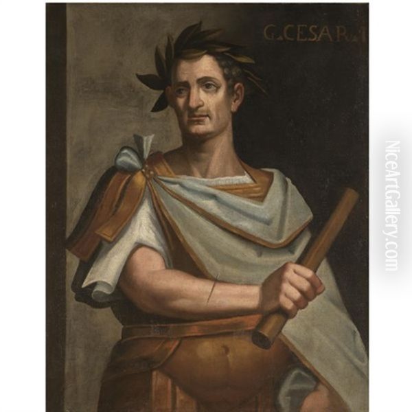 Portrait Of Julius Caeser Holding A Baton Oil Painting by Bernardino Campi