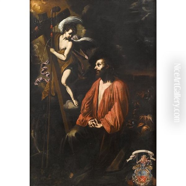 Angel With Praying Christ In Gethsemane Garden Oil Painting by Vincenzo Campi