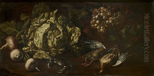 Nature Morte Aux Crabes Et Chou Oil Painting by Vincenzo Campi