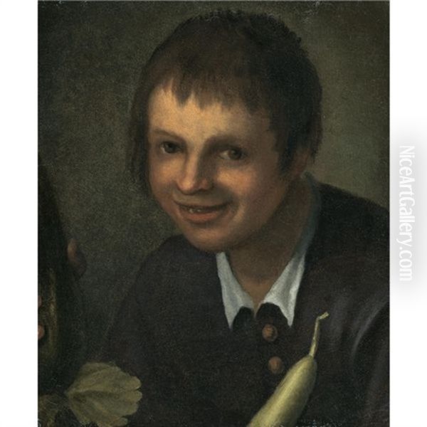 Portrait Of A Boy Brandishing Vegetables Oil Painting by Vincenzo Campi