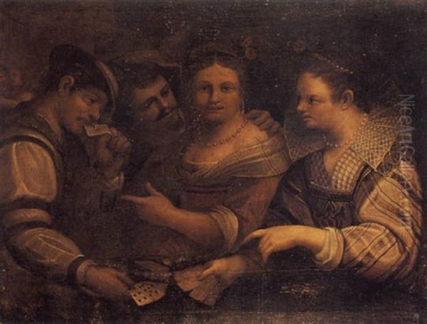 Les Joueurs De Cartes Oil Painting by Vincenzo Campi