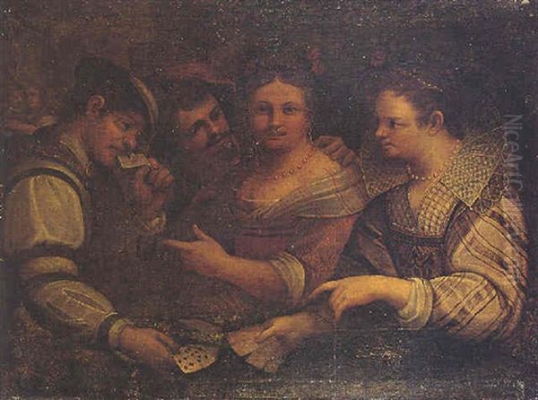 Les Joueurs De Cartes Oil Painting by Vincenzo Campi