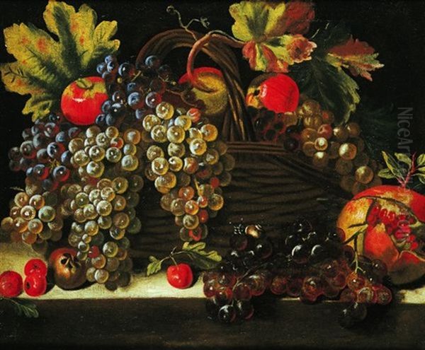 Nature Morte A La Corbeille De Fruits Sur Un Entablement Oil Painting by Michelangelo di Campidoglio