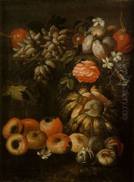 Nature Morte De Fruits Et De Fleurs Oil Painting by Michelangelo di Campidoglio