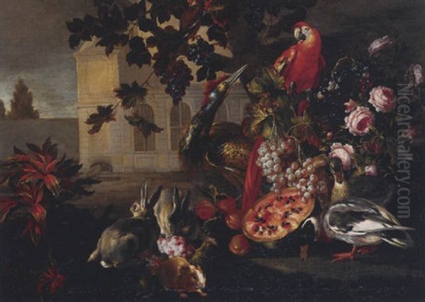 Untitled (country Estate With Still Life And Game) Oil Painting by Michelangelo di Campidoglio