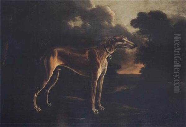 A Greyhound With A Puppy In A Landscape Oil Painting by Michelangelo di Campidoglio