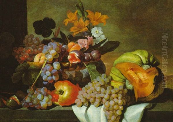 Natura Morta Di Frutta Oil Painting by Michelangelo di Campidoglio