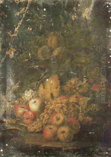 Still Life Of Fruit Scattered On The Ground Oil Painting by Michelangelo di Campidoglio