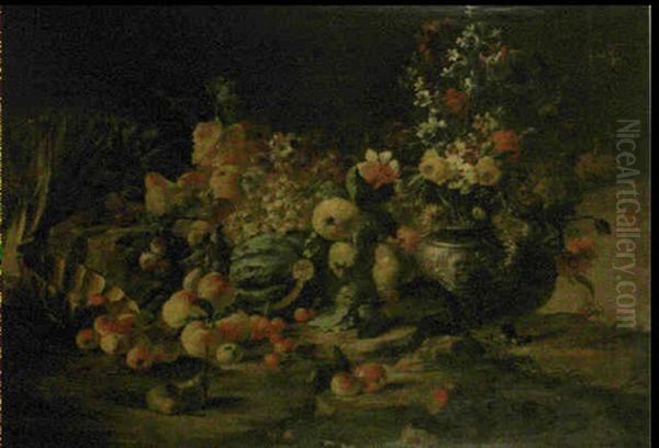 Nature Morte De Fleurs Et De Fruits Oil Painting by Michelangelo di Campidoglio