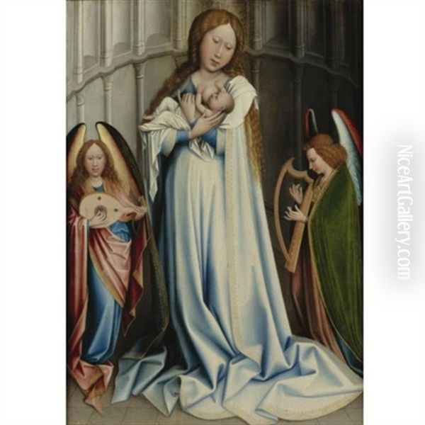 The Virgin And Child In An Apse Oil Painting by Robert Campin