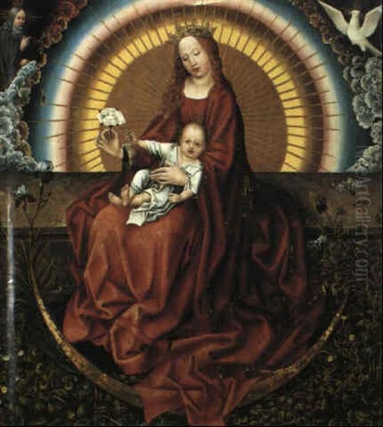 Vierge A L'enfant Tenant Une Fleur Oil Painting by Robert Campin