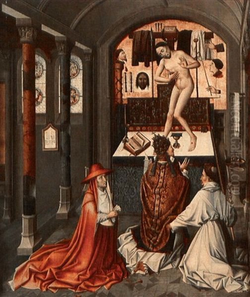 The Mass Of Pope Gregory Oil Painting by Robert Campin