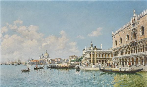 The Doge's Palace And The Grand Canal, Venice Oil Painting by Federico del Campo