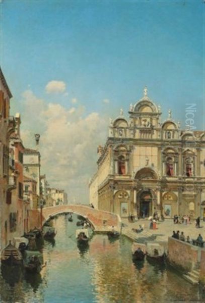 The Ospedale Civile In The Scuola Grande Di San Marco And The Basilica Of Ss. Giovanni E Paolo (san Zanipolo), Venice Oil Painting by Federico del Campo