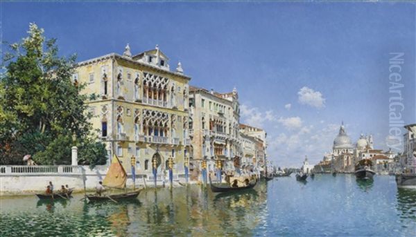 A View Of The Grand Canal With The Palazzo Cavalli-franchetti Oil Painting by Federico del Campo